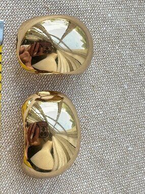 Christian Dior Gold Tone Dome Clip On Earrings Signed Chr Dior 1 Inch